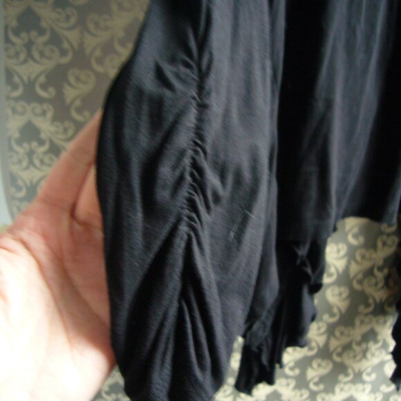 INC International Concepts Black Soft Ruffle Trim Jacket Single Hook Close - M - Picture 3 of 5